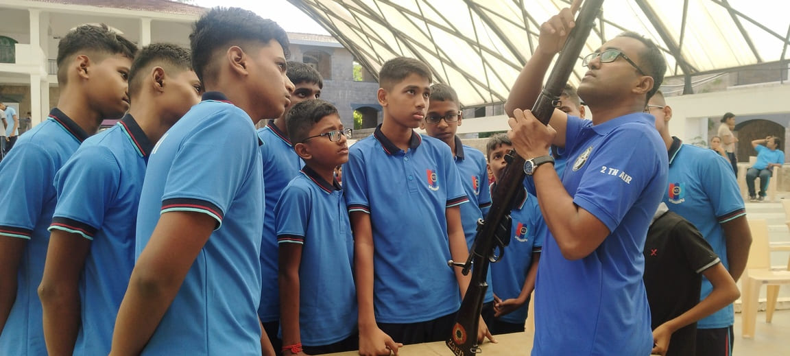 Cadets at a weapon training demonstration